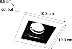 Set van 6 moderne inbouwspots wit met zwart verstelbaar - Carree