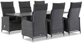 Tuinset 6 personen 220 cm Wicker Zwart Garden Collections Madera/Graniet