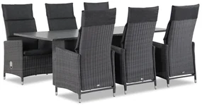 Tuinset 6 personen 220 cm Wicker Zwart Garden Collections Madera/Graniet