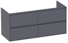 Saniclass New Future Wastafelonderkast - 120x46x55cm - 4 greeploze softclose lades - 2 sifonuitsparingen - MDF - hoogglans grijs 1183
