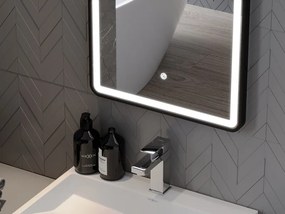 Mexen Coro verlichte badkamerspiegel 45 x 120 cm, LED 6000K, antivmist, zwarte lijst - 9817-045-120-611-70