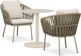 Tuinset Ronde Tuintafel 2 personen 70 cm Rope Zand/Beige Coco Elara/Como