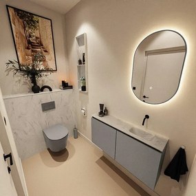 MONDIAZ TURE-DLUX 100cm toiletmeubel Smoke. EDEN wastafel Opalo positie rechts. Zonder kraangat. TUREDX100SMOR0OPA