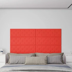 vidaXL Wandpanelen 12 st 3,24 m² 90x30 cm kunstleer rood