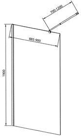 Aqualine Pilot inloopdouche opaalglas 90x190cm chroom