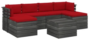 vidaXL 7-delige Loungeset met kussens pallet massief grenenhout