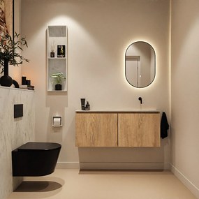 Mondiaz Ture DLux toiletmeubel 120cm washed oak met wastafel opalo rechts zonder kraangat