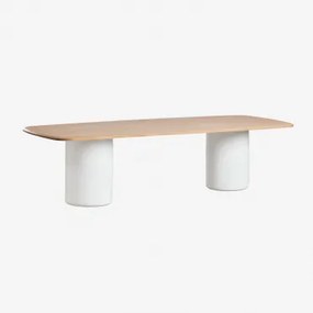 Rectangulaire Eettafel 270x110 Cm Van Acaciahout Leighton Lichte Acaciekleur & Helder Wit - Sklum