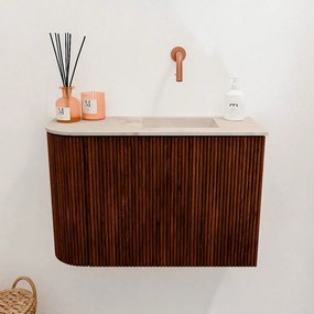 Mondiaz Joya DLux 60cm toiletmeubel ronding links ruby met wastafel faye rechts zonder kraangat frappe