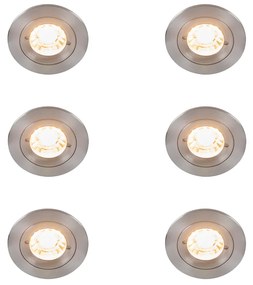 Set van 6 Moderne inbouwspot staal rond IP44 - Xena