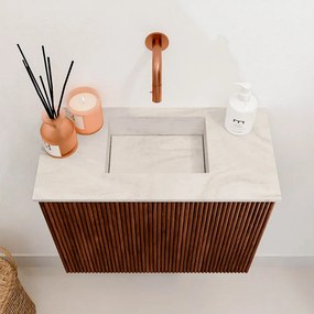 Mondiaz Joya DLux 50cm toiletmeubel ruby met wastafel faye midden zonder kraangat ostra