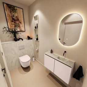 Mondiaz Ture DLux toiletmeubel 80cm rosee met wastafel ostra rechts zonder kraangat