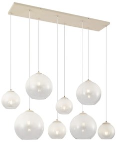 Art Deco hanglamp beige met wit glas 8-lichts - Sandra