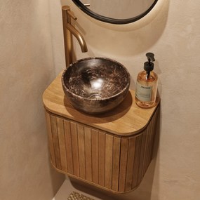 Livli Estrela toiletmeubel links 40cm ribbelfront met Dark Emperador waskom