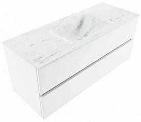 Mondiaz Vica DLux badmeubel 120cm talc 2 lades met wastafel opalo midden zonder kraangat