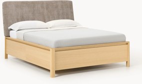 Houten bedframe Santiago met gestoffeerd hoofdeinde en lades