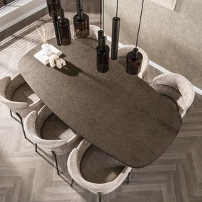 Ovale Eettafel Met Brons Blad 180cm - 215 X 105cm.