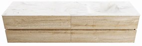 Mondiaz Vica DLux badmeubel 200cm washed oak 4 lades met wastafel ostra rechts zonder kraangat