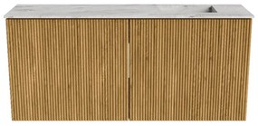 Mondiaz Joya DLux 90cm toiletmeubel oak met wastafel faye rechts zonder kraangat glace