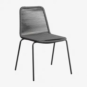 Set Van 4 Stapelbare Tuinstoelen In Ijzer En Gevlochten Touw Mileyd Grijs – Grafiet - Sklum