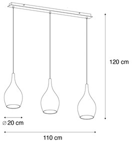 Eettafel / Eetkamer Moderne hanglamp chroom met smoke glas 3-lichts - Pilua Modern E27 Binnenverlichting Lamp