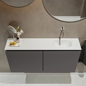 Mondiaz Ture 100cm toiletmeubel dark grey met wastafel talc rechts geen kraangat