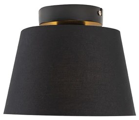 Stoffen Plafondlamp met katoenen kap zwart met goud 20 cm - Combi zwart Klassiek / Antiek E27 rond Binnenverlichting Lamp