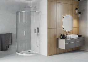 Mexen Rio halfronde douchecabine 90 x 90 cm, transparant, chroom + Flat douchebak, wit - 863-090-090-01-00-4110