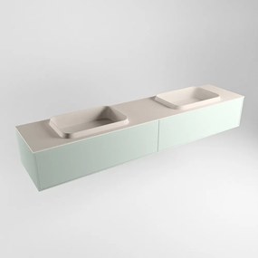 Mondiaz Erin 200cm badmeubel Greey met 2 lades en beige wastafel dubbel zonder kraangaten