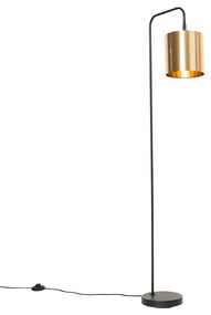 Moderne vloerlamp zwart met goud - Lofty