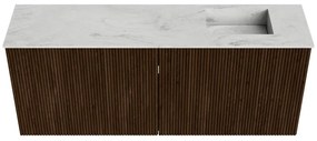 Mondiaz Joya DLux 100cm toiletmeubel walnut met wastafel faye rechts zonder kraangat opalo