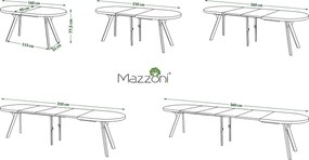 Mazzoni EXPANSO Bruin Eiken / zwarte poten - OVALE UITSCHUIFTAFEL 160-360 cm VOOR 16-18 PERSONEN