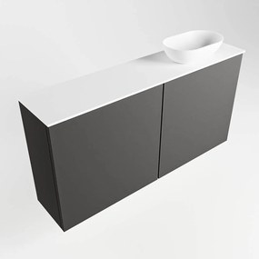 Mondiaz Fowy toiletmeubel 100cm dark grey met witte waskom rechts zonder kraangat