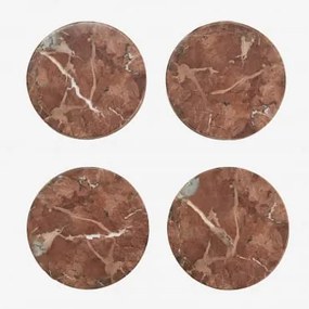 Pack Van 4 Ronde Onderzetters Ø10 Cm In Valtris Marmer Rood Marmer Chigan - Sklum