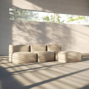 Soft Zitzak Indoor 3 Seater Open + Pouf - Teddy Beige