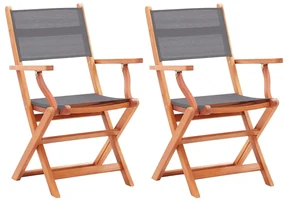 vidaXL Tuinstoelen inklapbaar 2 st eucalyptushout en textileen grijs