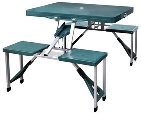 vidaXL Campingtafel met vier stoelen extra licht aluminium inklapbaar (groen)