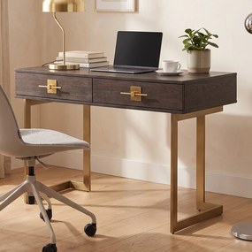 Kare Design Osaka Bureau Donker Hout Met Messing - 138 X 60cm.