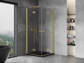 Mexen Mist-F Duo opvouwbare douchecabine 90 x 90 cm, transparant, goud geborsteld - 8A6-090L-090P-55-00