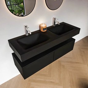 Zaro Alan badmeubel 130cm urban 2 lades met vrijhangende wastafel cloud dubbel 2 kraangaten urban