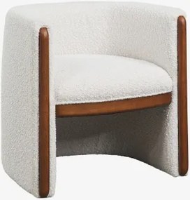 Set Van 4 Eetkamerstoelen Met Armleuningen Van Hout En Bouclé Stof Bekasi Uit Witte Bouclé Stof - Sklum