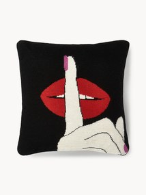 Handgemaakte wollen decoratief kussen Lips Hush