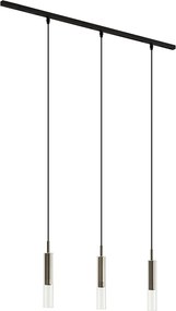 Modern railsysteem zwart met 3 hanglampen gunmetal 1-fase - Slimline Loyce