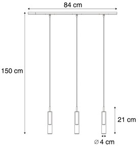Modern railsysteem zwart met 3 hanglampen zwart met smoke glas 1-fase - Slimline Loyce Modern G9 Binnenverlichting Lamp