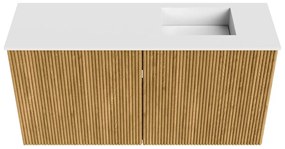 Mondiaz Joya 80cm toiletmeubel oak met wastafel faye rechts 1 kraangat talc