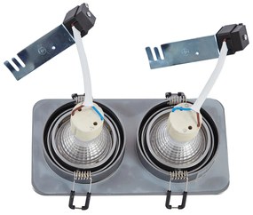 Set van 6 afgeronde inbouwspots gunmetal GU10 50mm draai- en kantelbaar IP44 2-lichts - Alberto