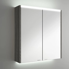 Muebles Ally spiegelkast met verlichting bovenkant 63x66cm zwart eiken