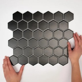 The Mosaic Factory London mozaïektegel - 28.2x32.1cm - wand en vloertegel - Zeshoek/Hexagon - Porselein Black Mat LOH1017