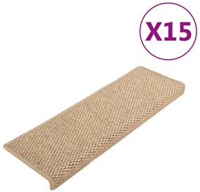 vidaXL Trapmatten zelfklevend 15 st sisal-look 65x25 cm zandkleurig