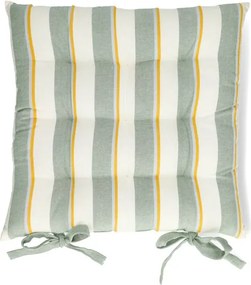 Stoelkussen, bio-katoen, groen gestreept, 40 x40 cm